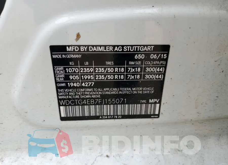 WDCTG4EB7FJ155071 Photo# 12