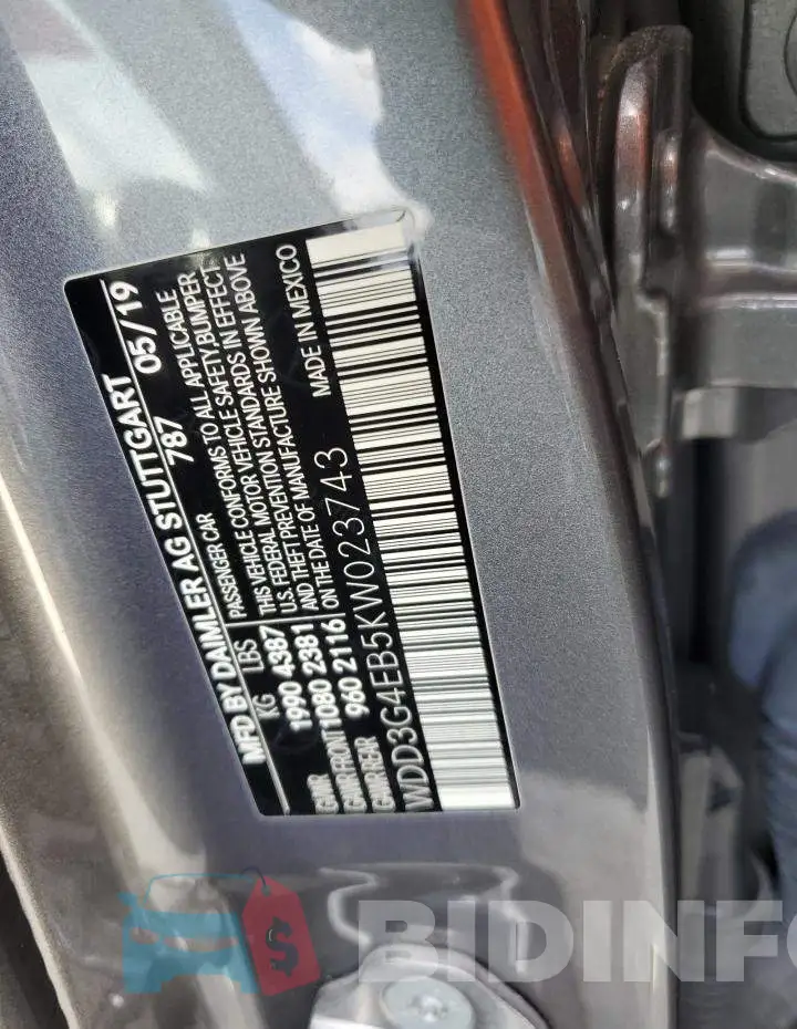 WDD3G4EB5KW023743 Photo# 12
