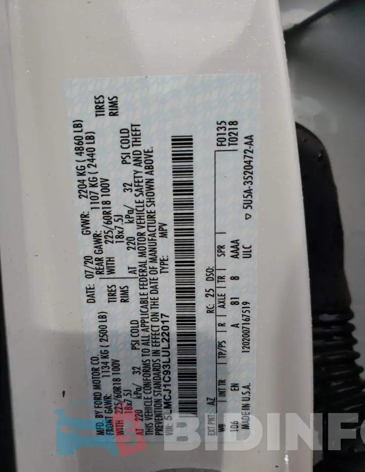 5LMCJ1C93LUL22017 Photo# 13