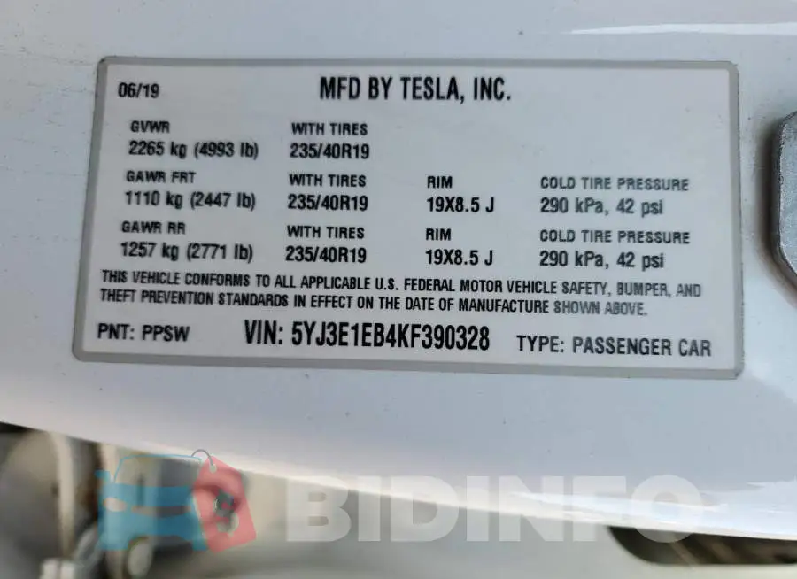 5YJ3E1EB4KF390328 Photo# 13