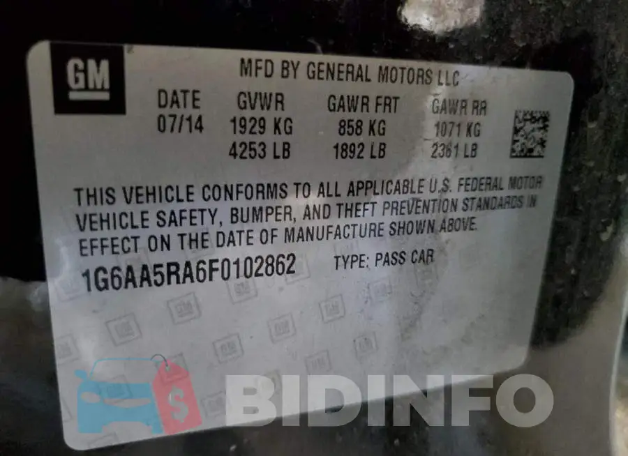 1G6AA5RA6F0102862 Photo# 12