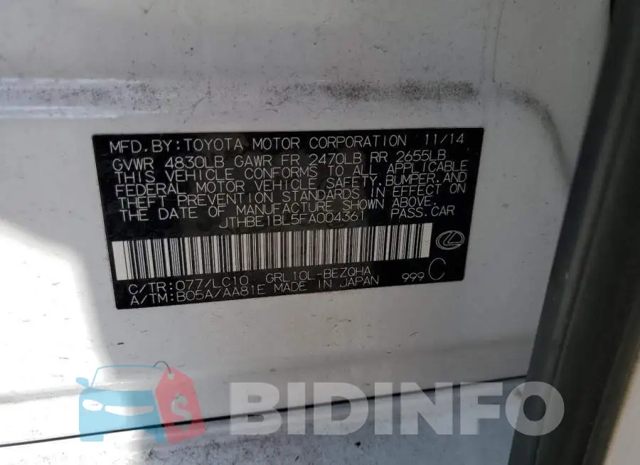 JTHBE1BL5FA004361 Photo# 13