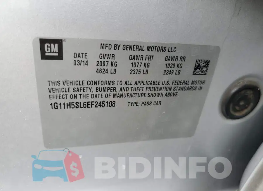 1G11H5SL6EF245108 Photo# 12