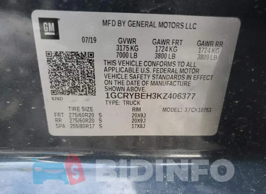 1GCRYBEH3KZ406377 Photo# 12