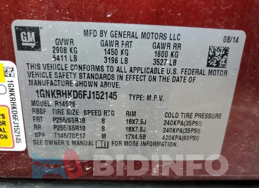 1GNKRHKD6FJ152145 Photo# 13