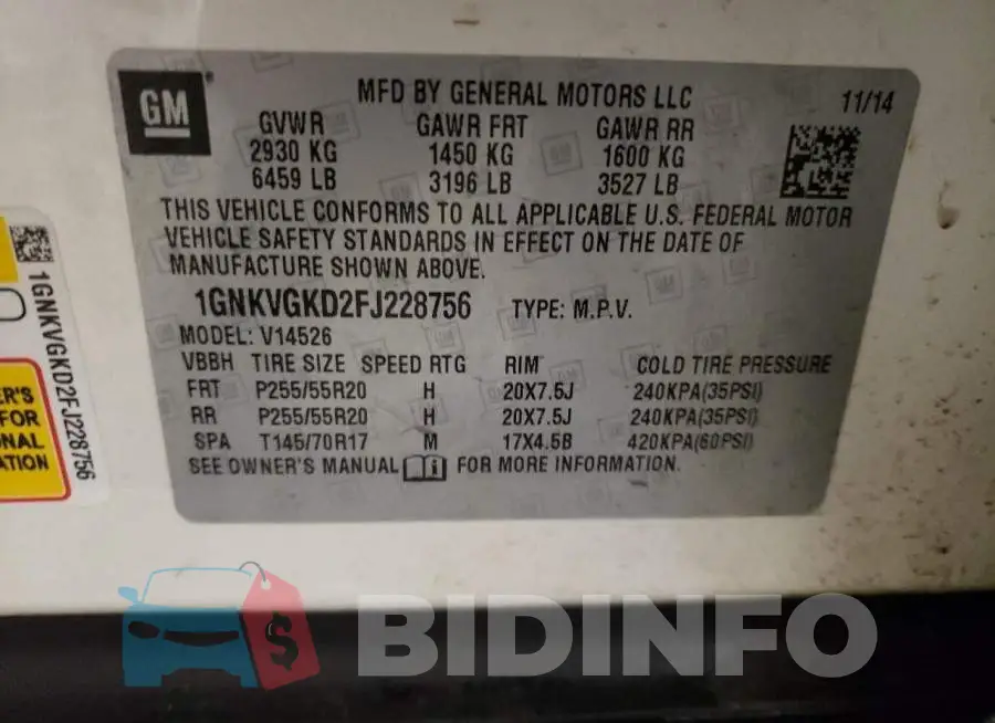 1GNKVGKD2FJ228756 Photo# 13