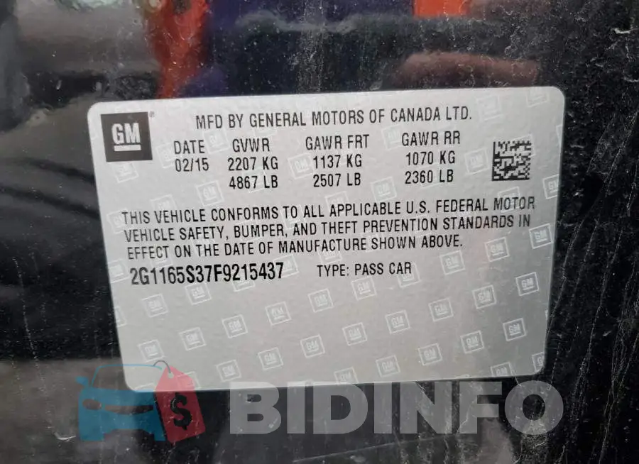 2G1165S37F9215437 Photo# 12