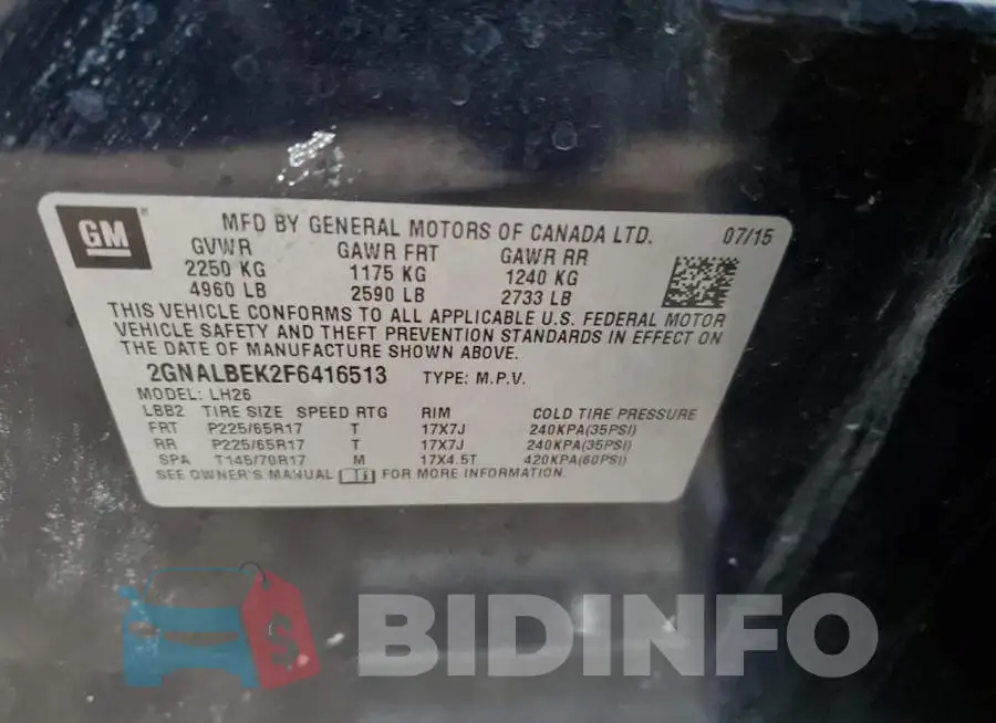 2GNALBEK2F6416513 Photo# 14