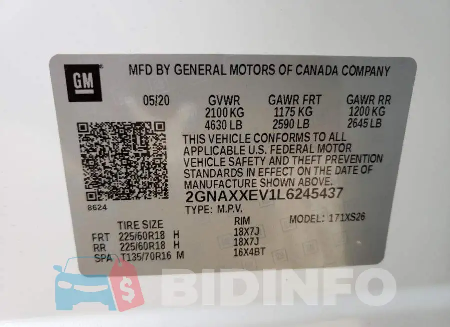 2GNAXXEV1L6245437 Photo# 12
