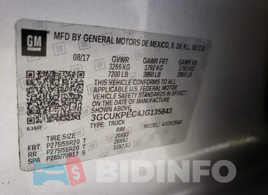 3GCUKPEC4JG135843 Photo# 13