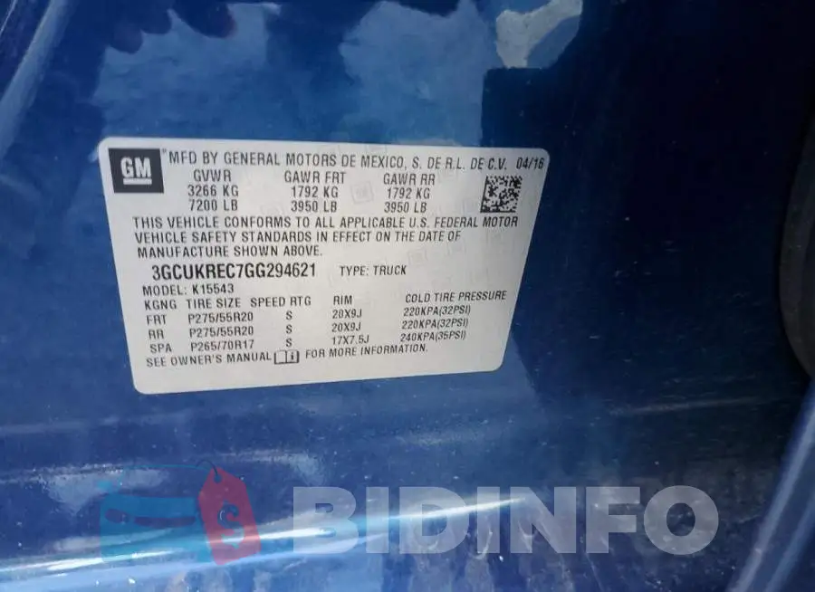 3GCUKREC7GG294621 Photo# 12