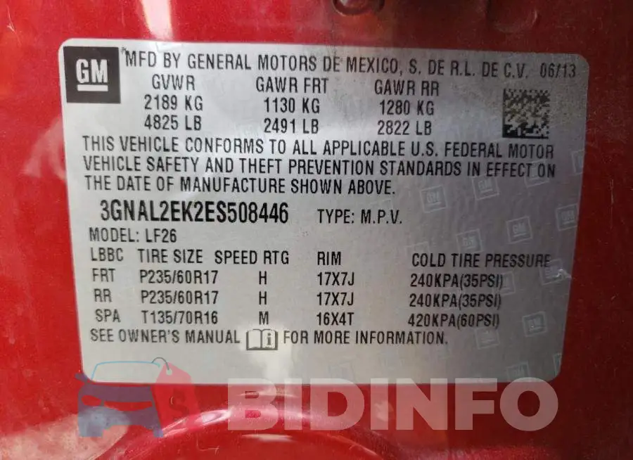 3GNAL2EK2ES508446 Photo# 14