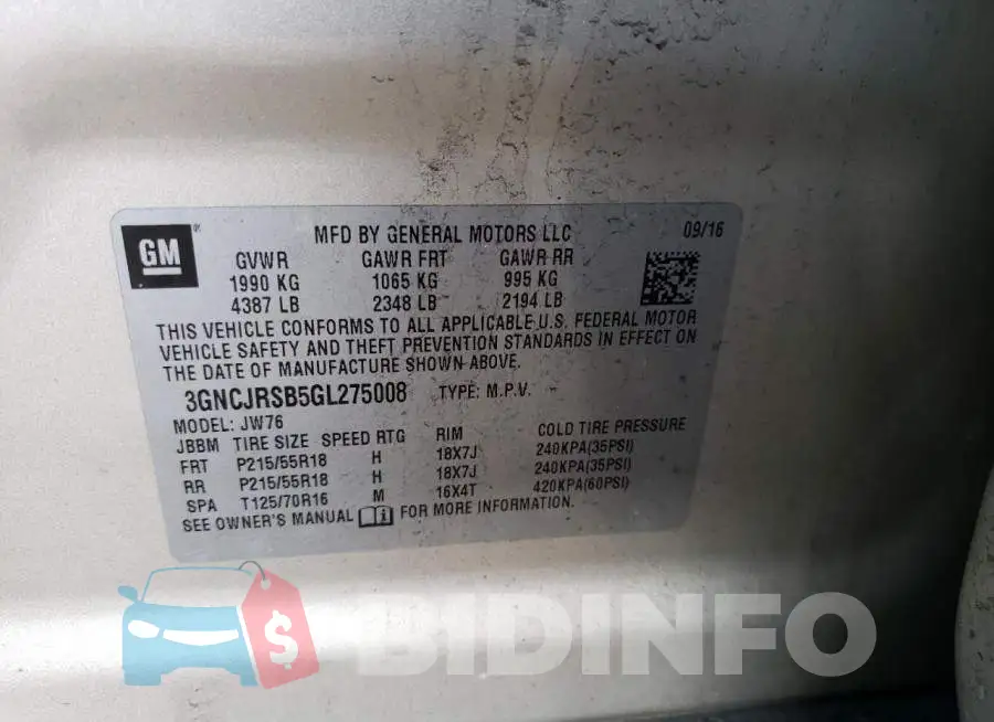 3GNCJRSB5GL275008 Photo# 13