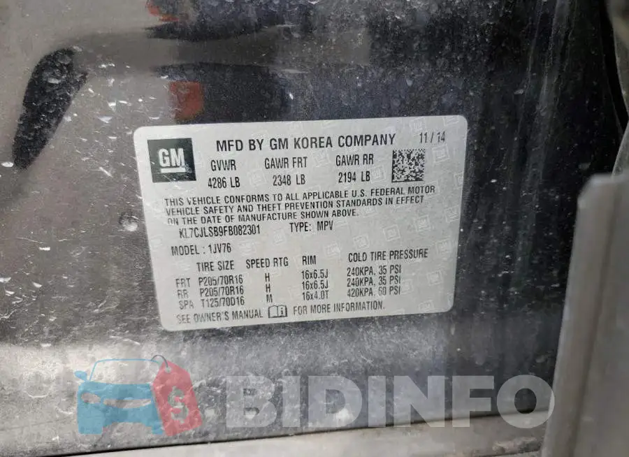 KL7CJLSB9FB082301 Photo# 13