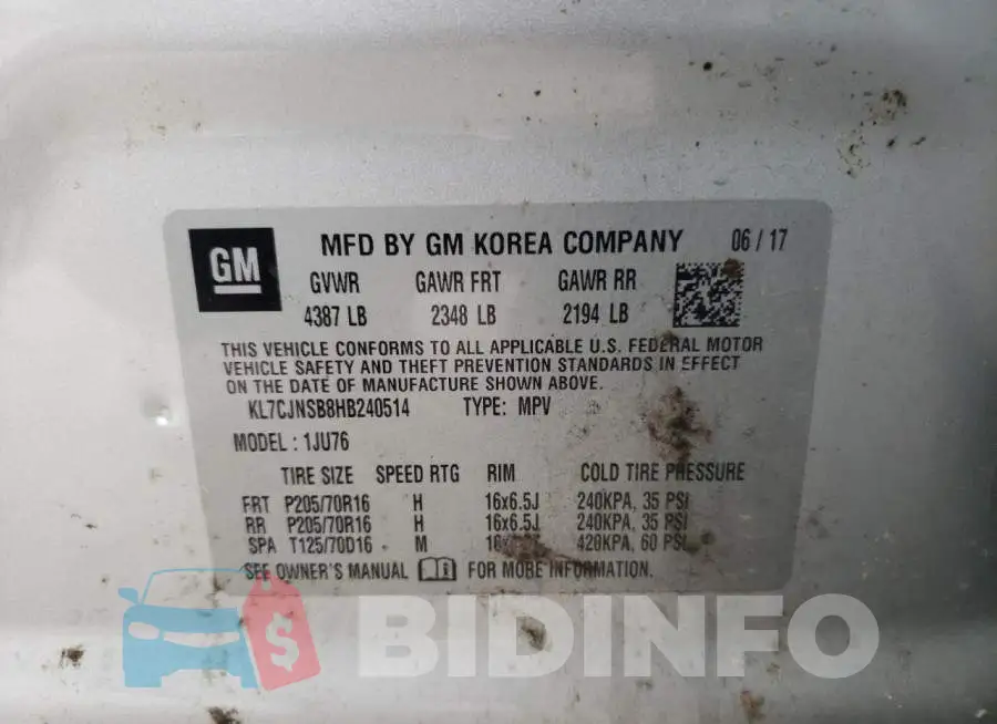 KL7CJNSB8HB240514 Photo# 13
