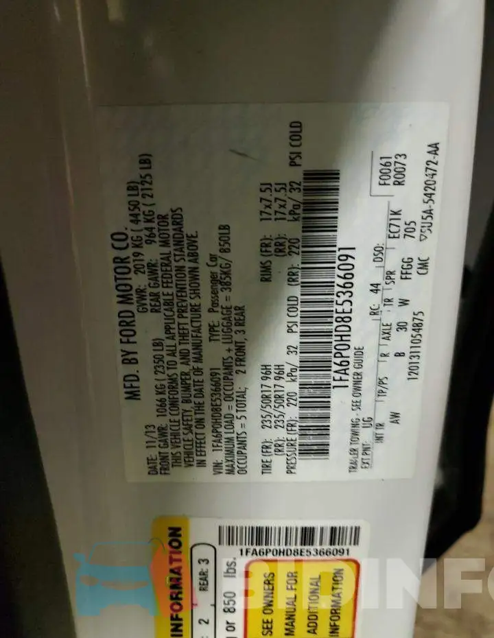 1FA6P0HD8E5366091 Photo# 12