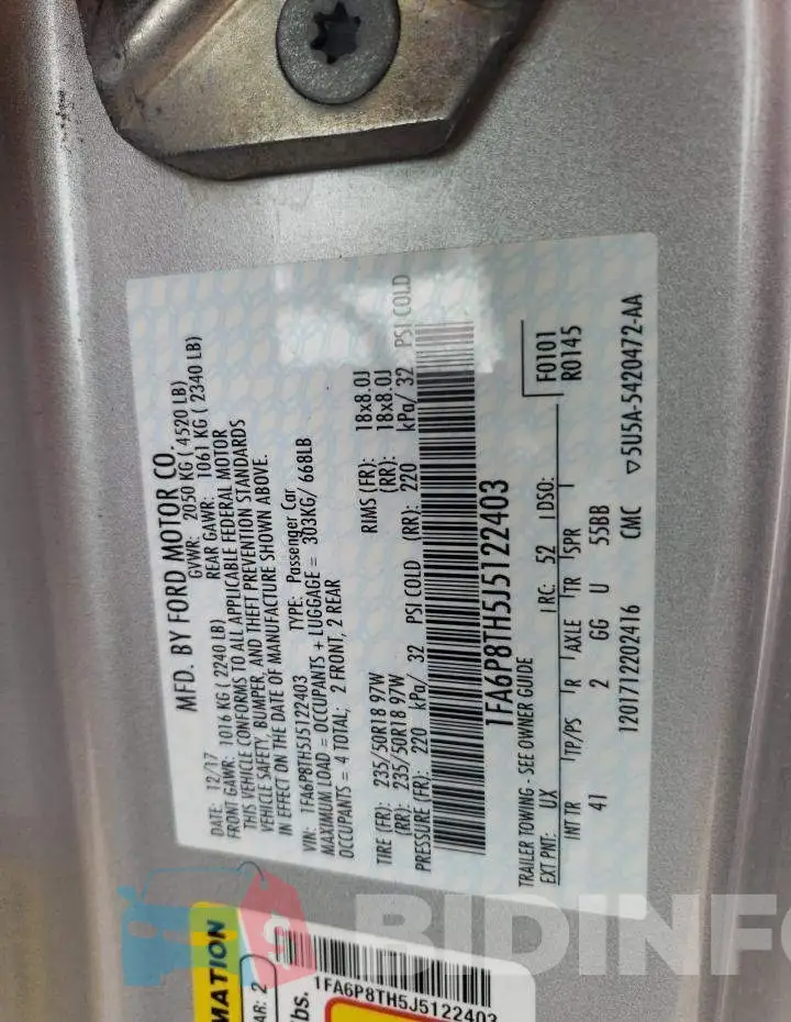 1FA6P8TH5J5122403 Photo# 12