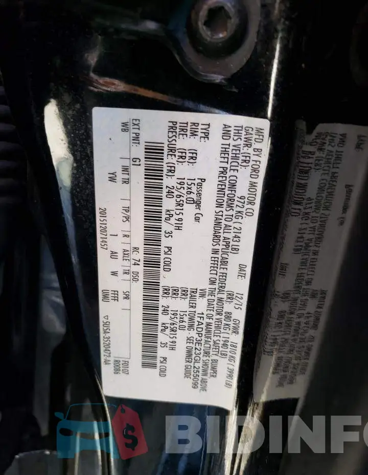 1FADP3E23GL255099 Photo# 12
