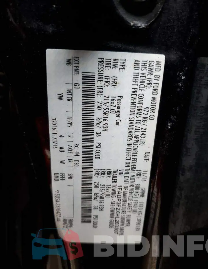 1FADP3F2XHL203307 Photo# 12