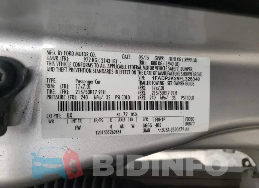 1FADP3K25FL326340 Photo# 12