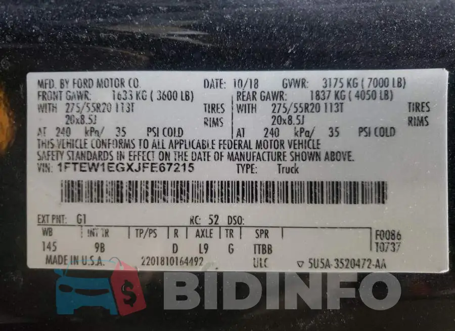 1FTEW1EGXJFE67215 Photo# 13