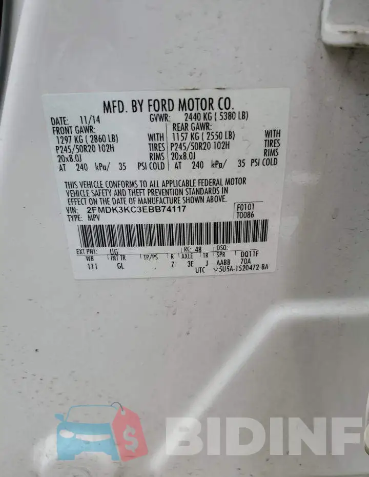 2FMDK3KC3EBB74117 Photo# 13