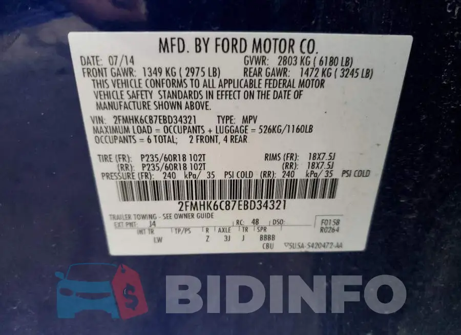 2FMHK6C87EBD34321 Photo# 12