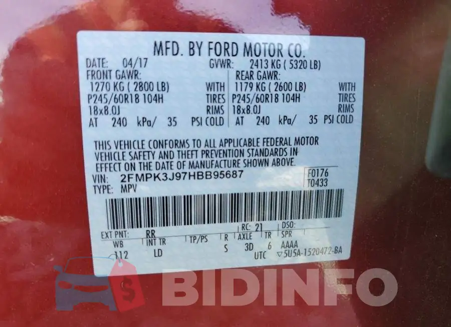 2FMPK3J97HBB95687 Photo# 13