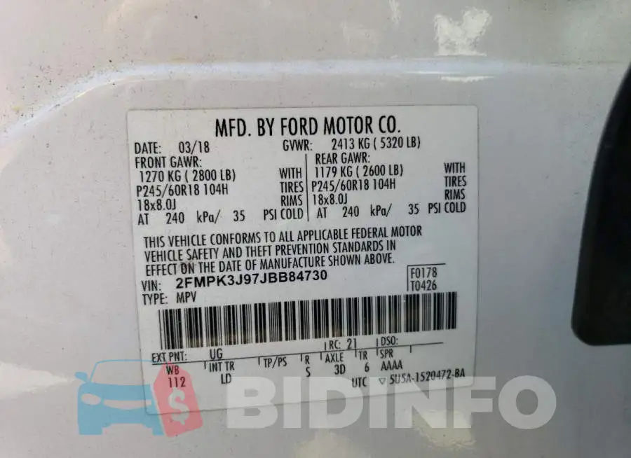 2FMPK3J97JBB84730 Photo# 12