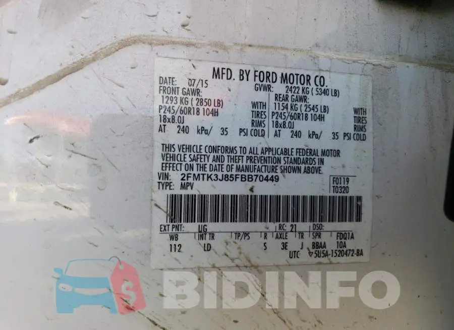 2FMTK3J85FBB70449 Photo# 12
