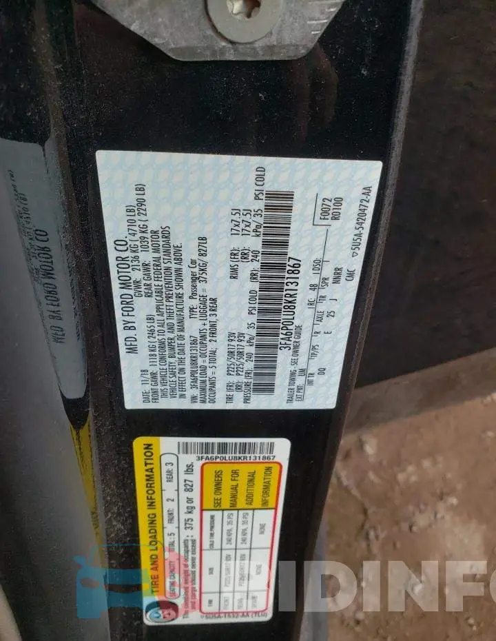 3FA6P0LU8KR131867 Photo# 13