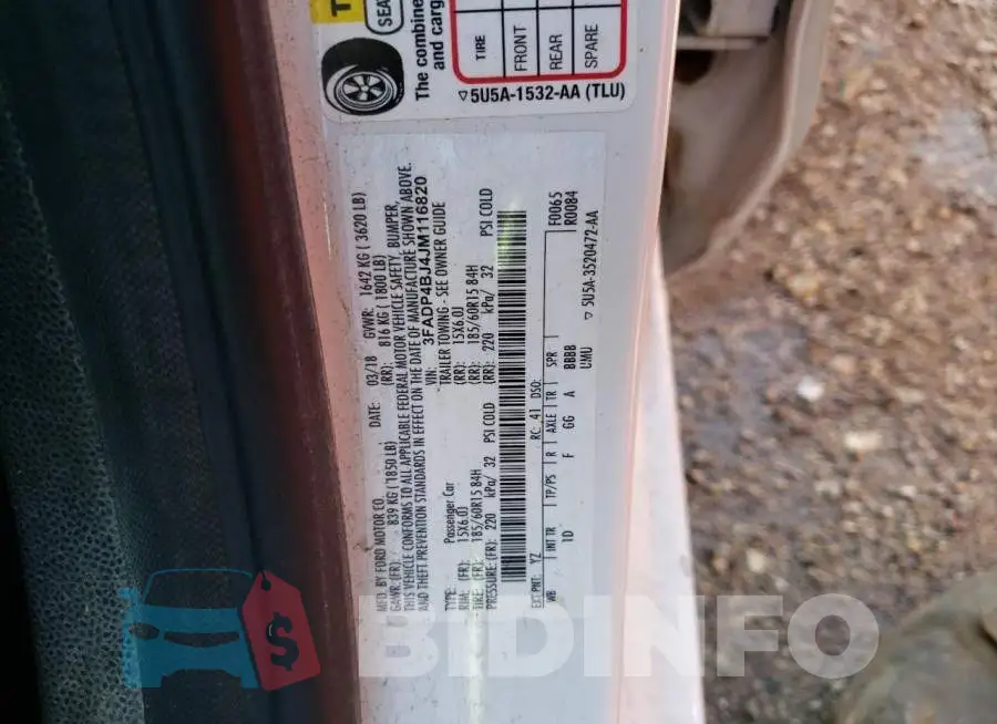 3FADP4BJ4JM116820 Photo# 12