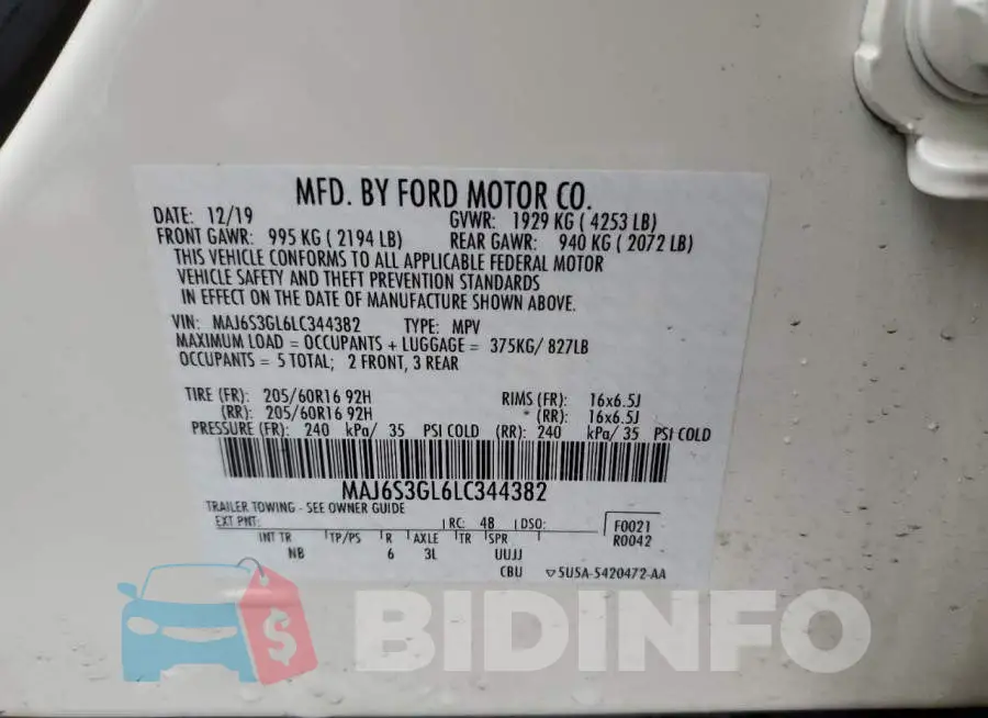 MAJ6S3GL6LC344382 Photo# 13