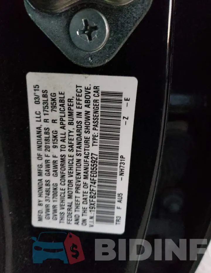 19XFB2F74FE055927 Photo# 13