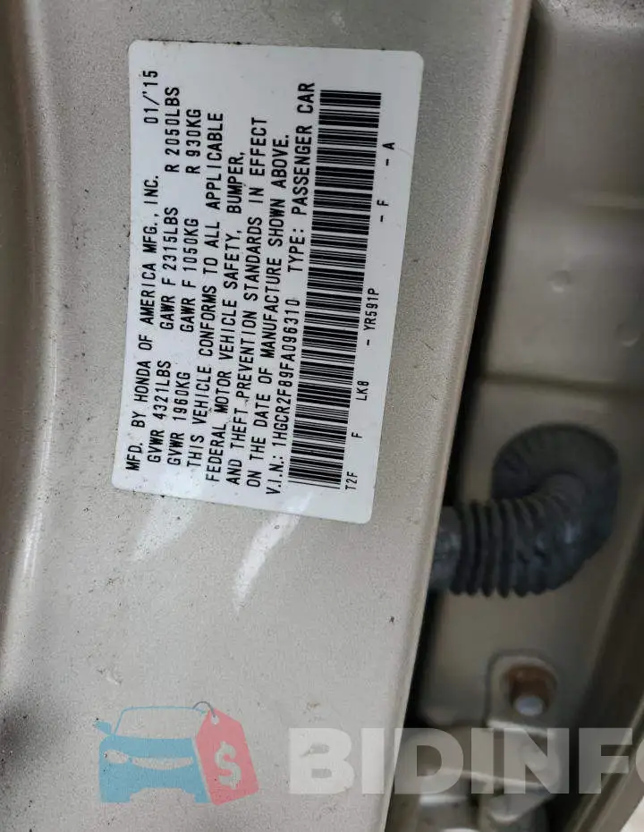 1HGCR2F89FA096310 Photo# 12