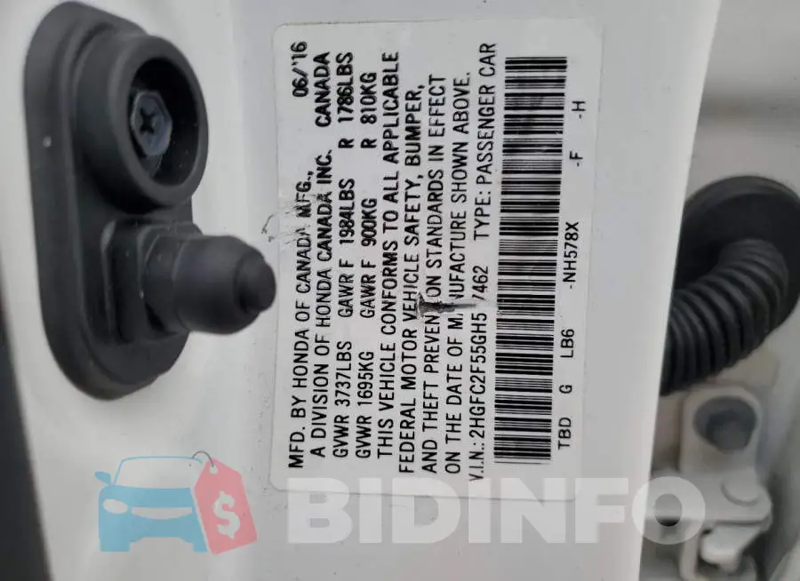 2HGFC2F55GH557462 Photo# 12