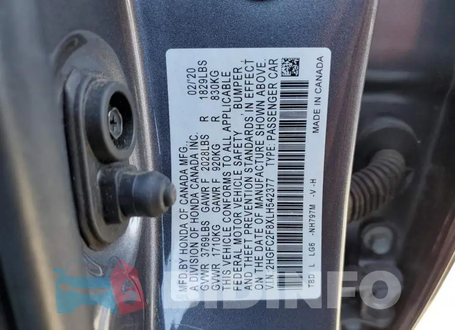 2HGFC2F8XLH542377 Photo# 12