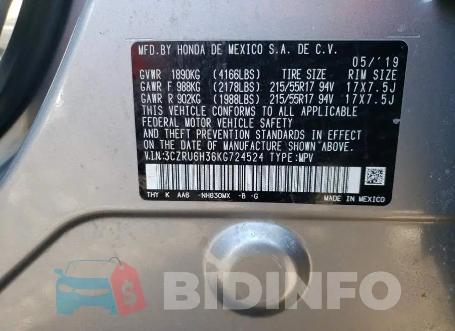 3CZRU6H36KG724524 Photo# 14