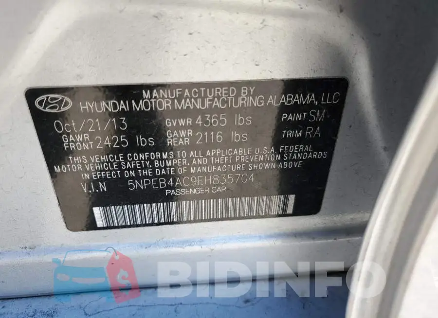 5NPEB4AC9EH835704 Photo# 12