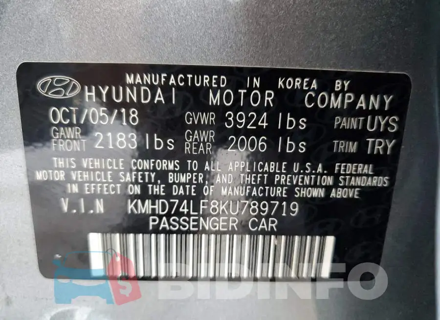 KMHD74LF8KU789719 Photo# 10