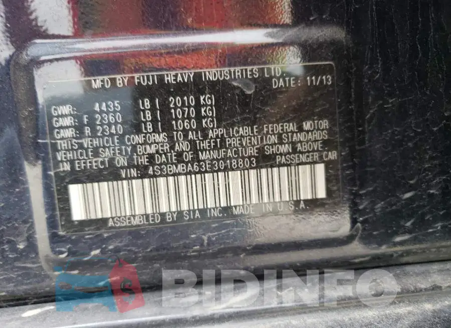 4S3BMBA63E3018803 Photo# 12