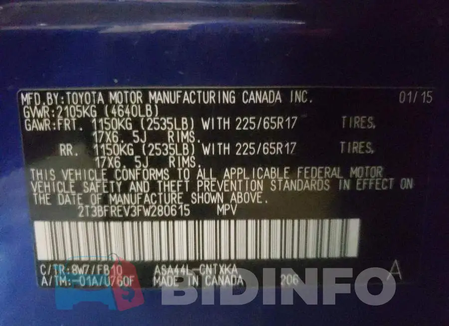 2T3BFREV3FW280615 Photo# 12