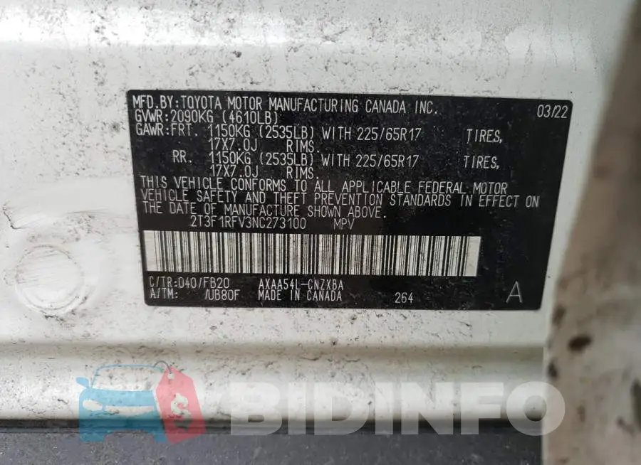 2T3F1RFV3NC273100 Photo# 12