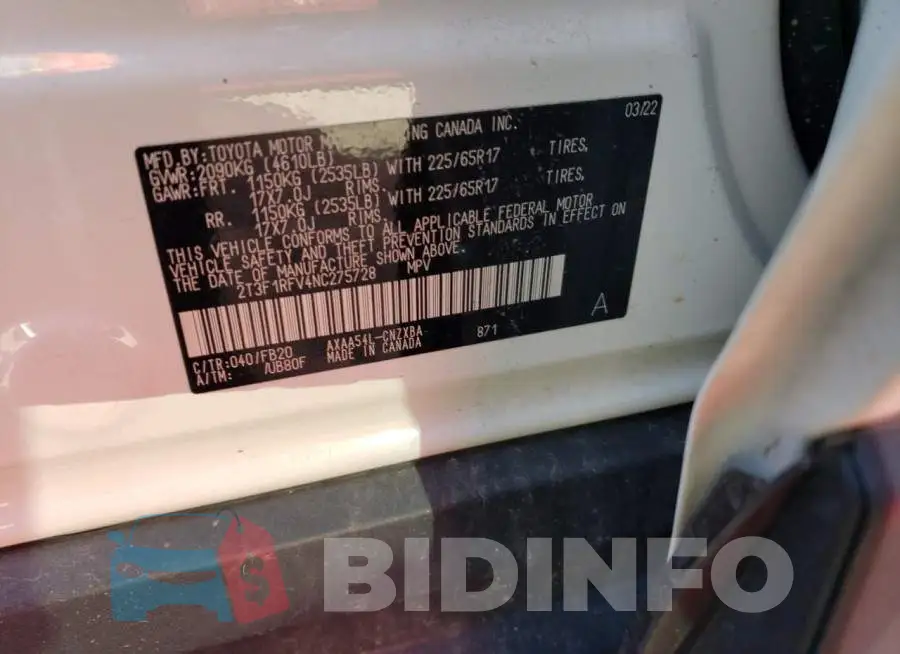 2T3F1RFV4NC275728 Photo# 13