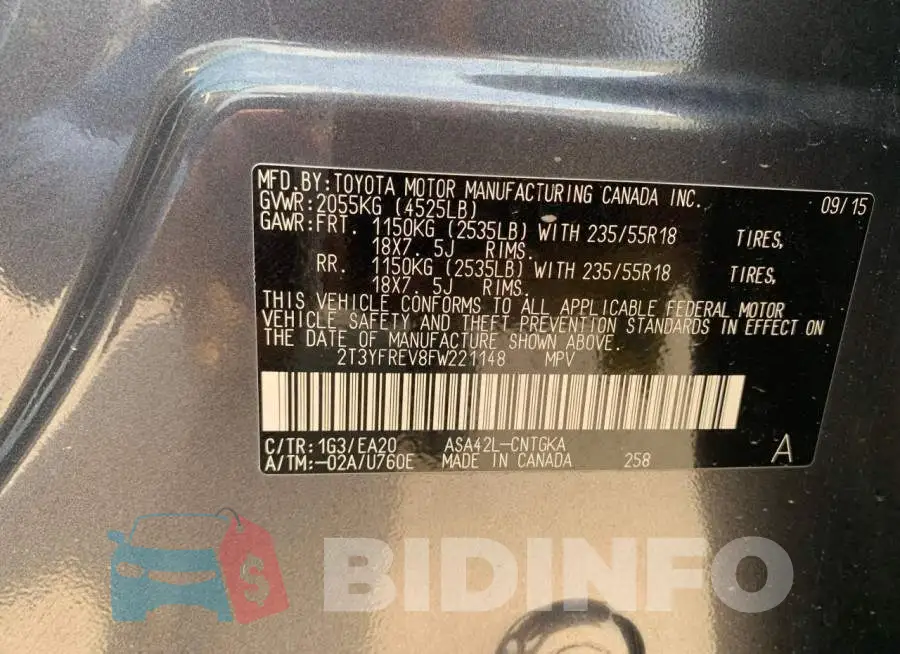 2T3YFREV8FW221148 Photo# 10