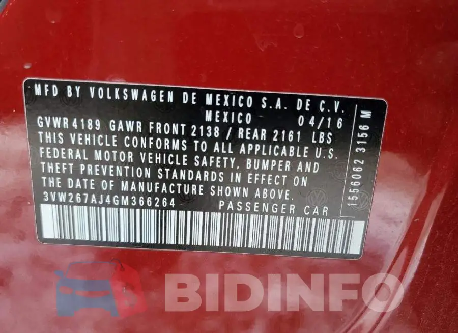 3VW267AJ4GM366264 Photo# 12