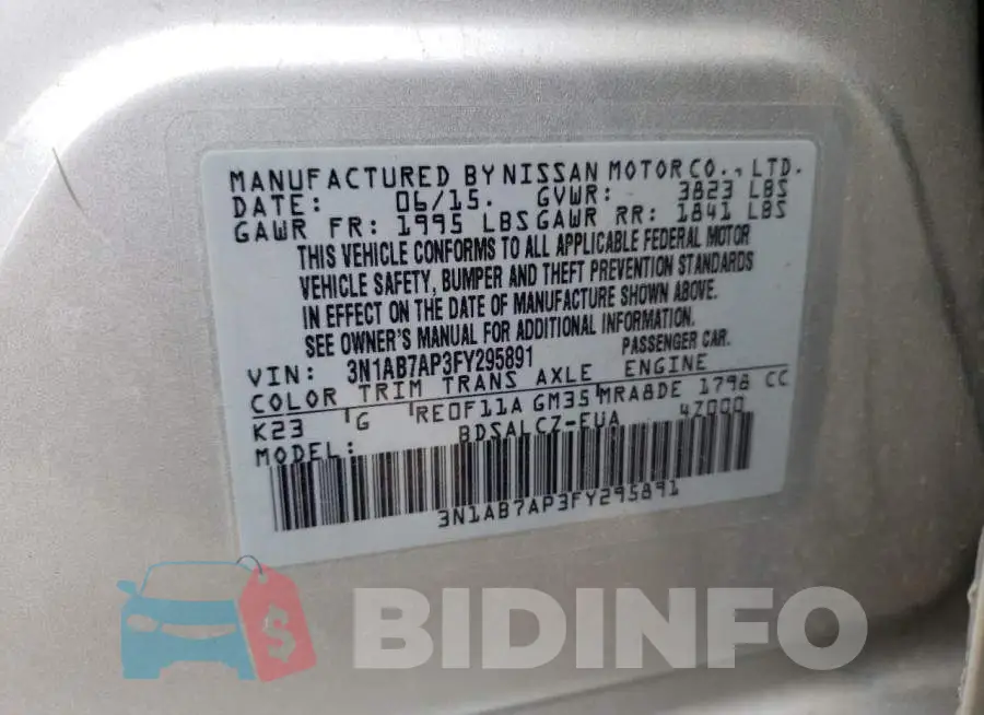3N1AB7AP3FY295891 Photo# 12