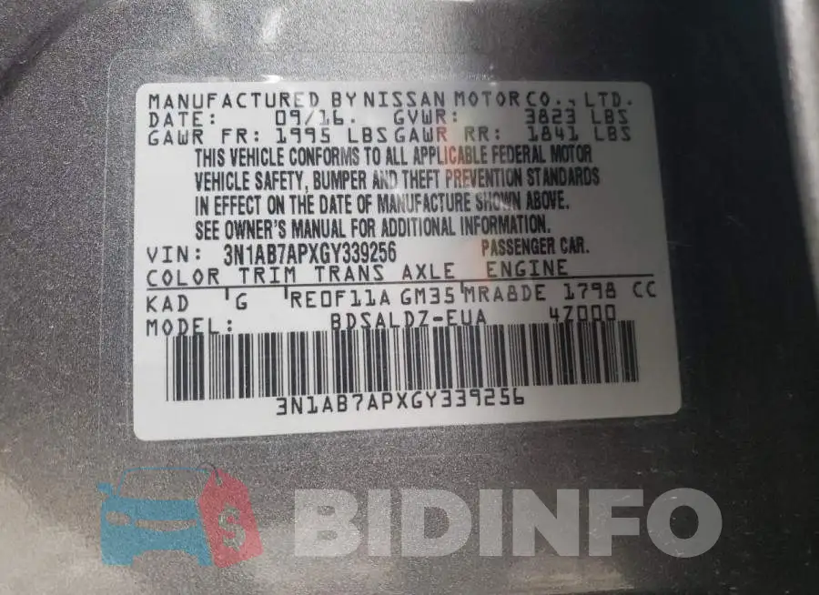 3N1AB7APXGY339256 Photo# 12