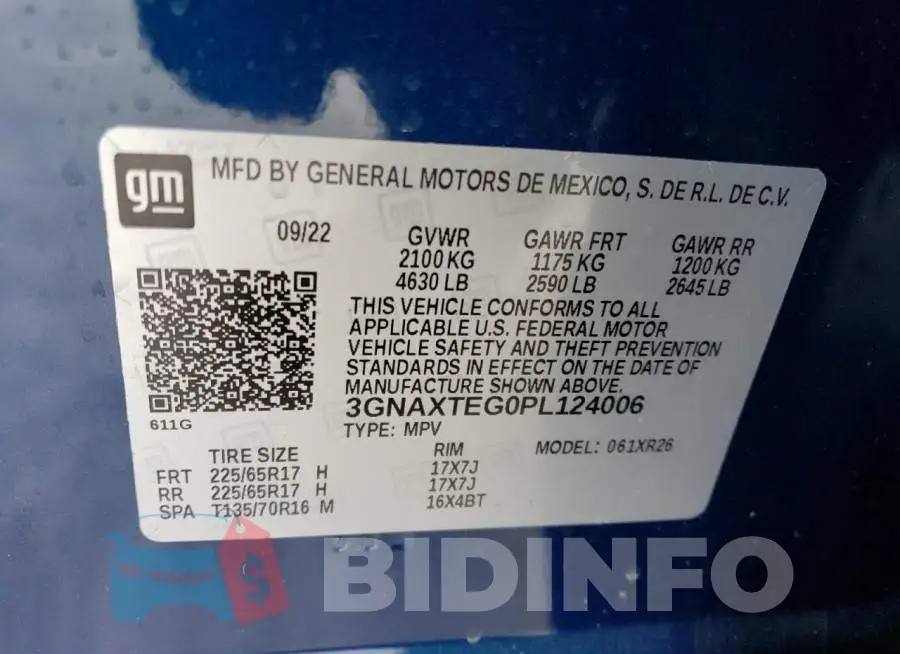 3GNAXTEG0PL124006 Photo# 13