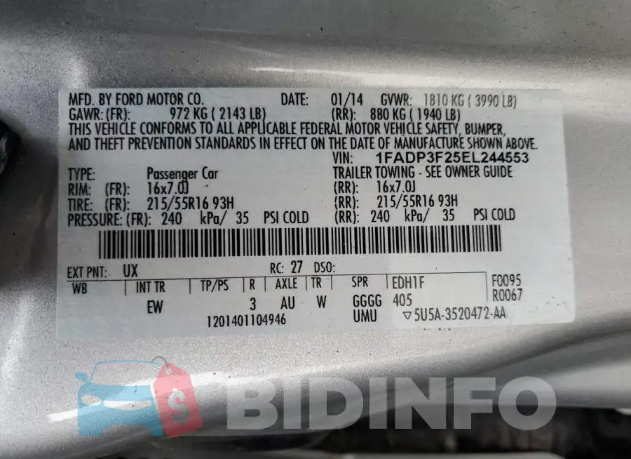 1FADP3F25EL244553 Photo# 12